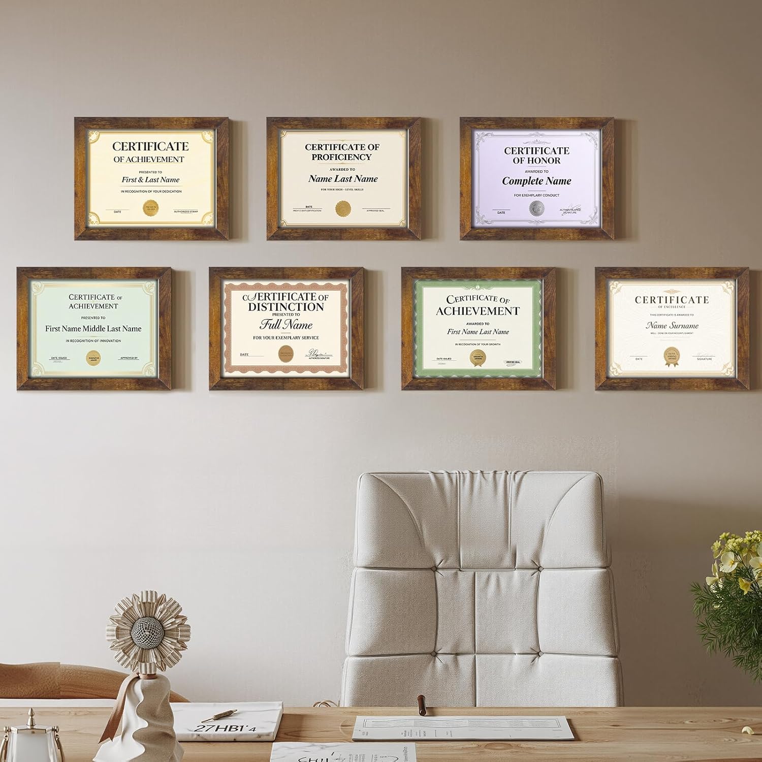 Certifications wall at Smile Dental Clinic - Nahur
